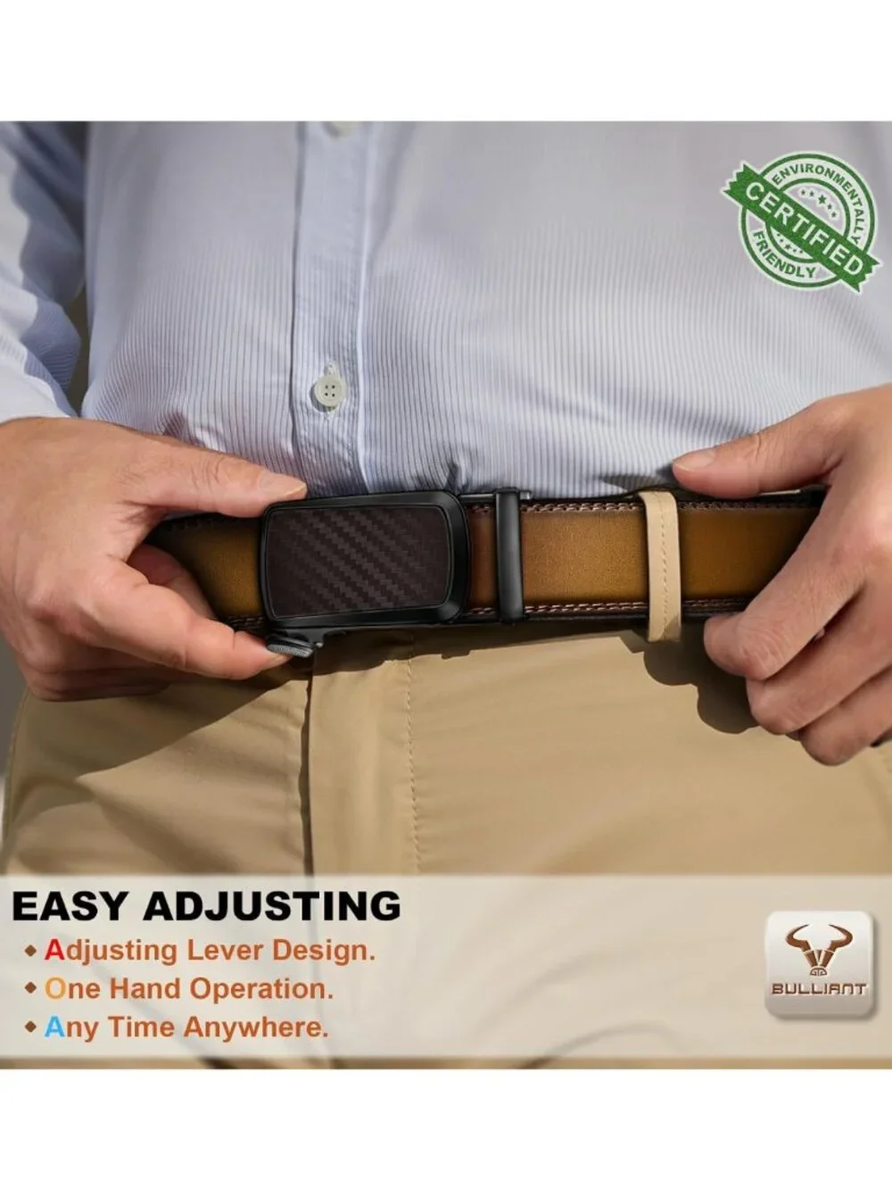 Men's Trimmable Ratchet Leather Belt 2-Pack | Smooth Sliding | Holeless Design